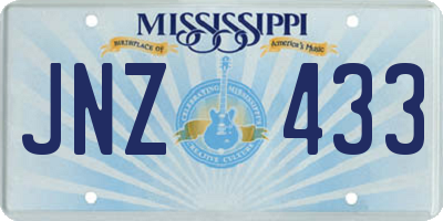 MS license plate JNZ433