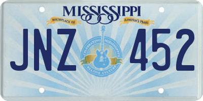 MS license plate JNZ452