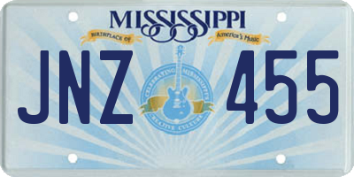 MS license plate JNZ455