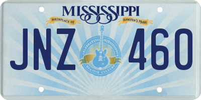 MS license plate JNZ460