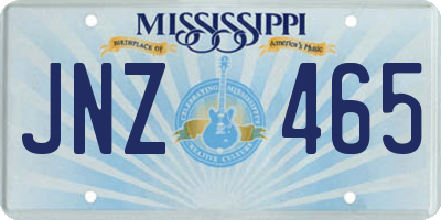 MS license plate JNZ465