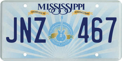 MS license plate JNZ467