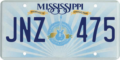 MS license plate JNZ475