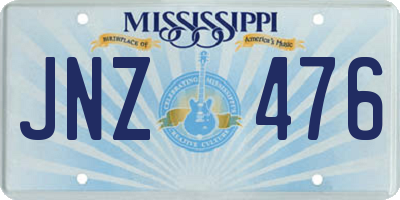 MS license plate JNZ476