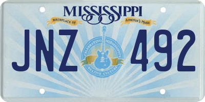 MS license plate JNZ492