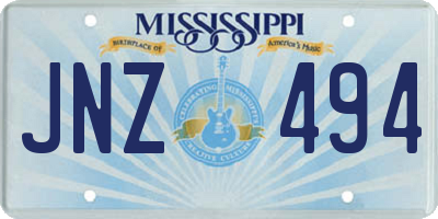 MS license plate JNZ494