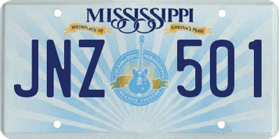 MS license plate JNZ501
