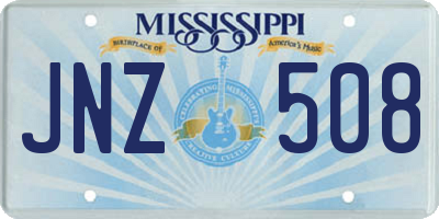 MS license plate JNZ508