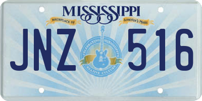MS license plate JNZ516