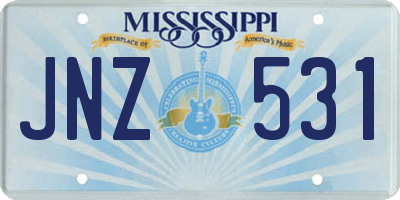 MS license plate JNZ531