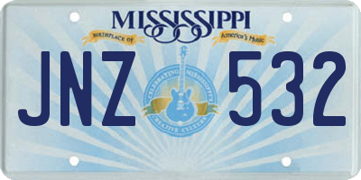 MS license plate JNZ532