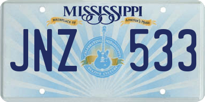 MS license plate JNZ533