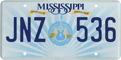 MS license plate JNZ536