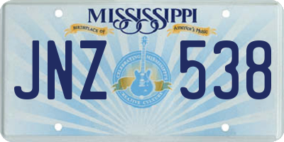 MS license plate JNZ538