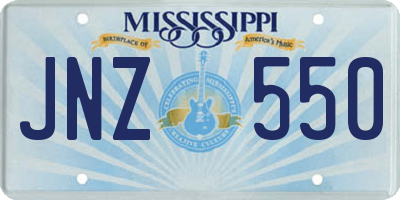 MS license plate JNZ550