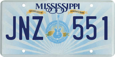 MS license plate JNZ551