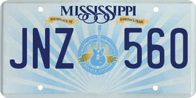 MS license plate JNZ560