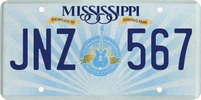 MS license plate JNZ567