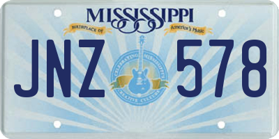 MS license plate JNZ578