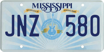 MS license plate JNZ580