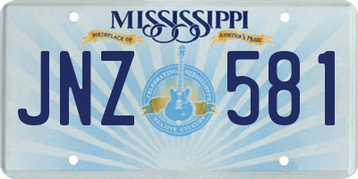 MS license plate JNZ581