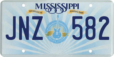 MS license plate JNZ582