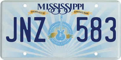 MS license plate JNZ583