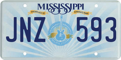 MS license plate JNZ593