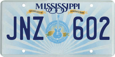 MS license plate JNZ602