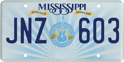 MS license plate JNZ603