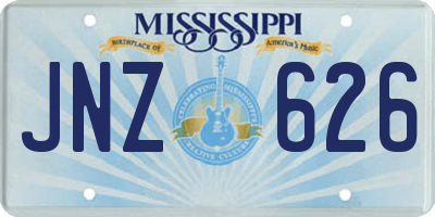 MS license plate JNZ626