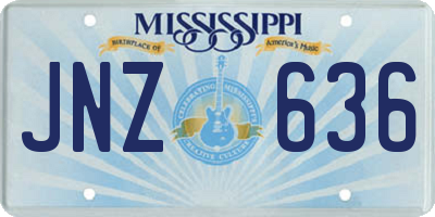 MS license plate JNZ636