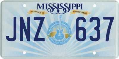 MS license plate JNZ637