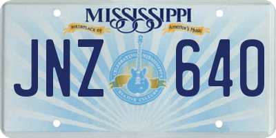 MS license plate JNZ640