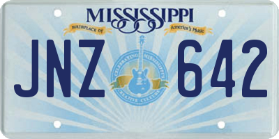 MS license plate JNZ642
