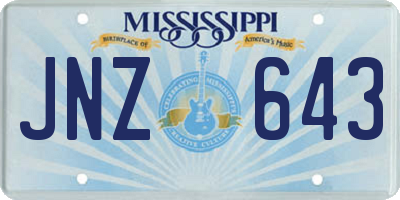 MS license plate JNZ643