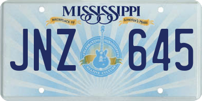 MS license plate JNZ645