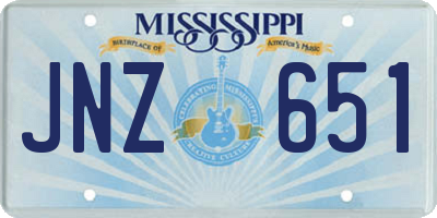 MS license plate JNZ651