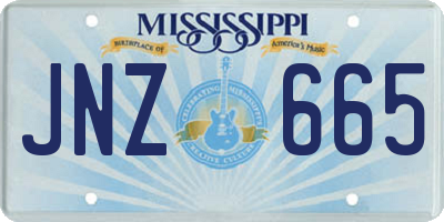 MS license plate JNZ665