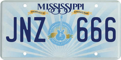 MS license plate JNZ666