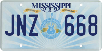 MS license plate JNZ668