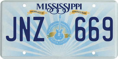 MS license plate JNZ669