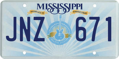 MS license plate JNZ671
