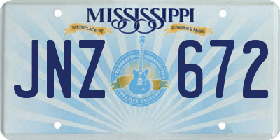 MS license plate JNZ672