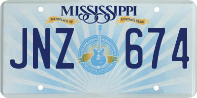 MS license plate JNZ674