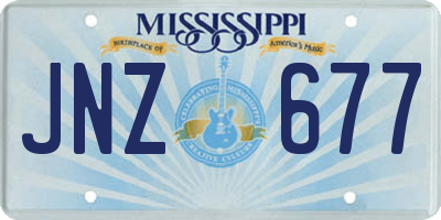 MS license plate JNZ677