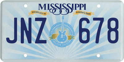 MS license plate JNZ678