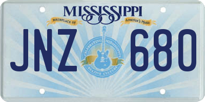 MS license plate JNZ680
