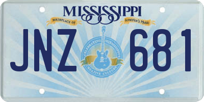 MS license plate JNZ681