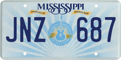 MS license plate JNZ687